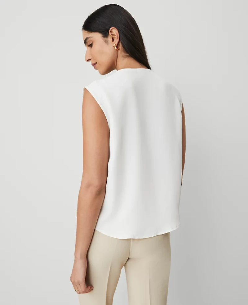Ann Taylor Wrap Popover Top Size XS Winter White Women's