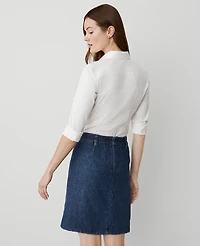 Ann Taylor Quilted Denim Skirt Mid Indigo Wash Women's