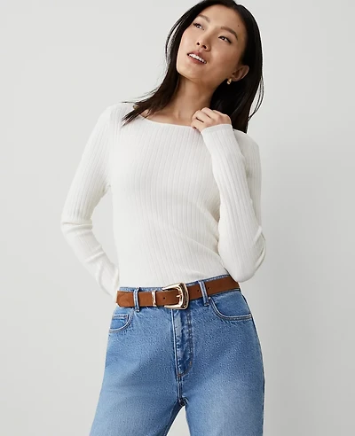 Ann Taylor Ribbed Boatneck Sweater XL Women's