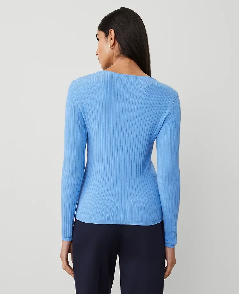 Ann Taylor Ribbed Boatneck Sweater XL Women's