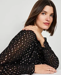 Ann Taylor Petite Metallic Clip Shirred Top Size 2XS Black Women's