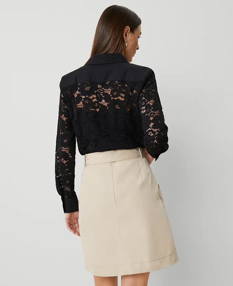 Ann Taylor Belted Utility Skirt Toasted Oat Women's