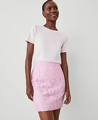Ann Taylor Floral Lace Skirt Size 6 Pink Hollyhock Women's