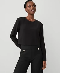 Ann Taylor Crew Neck Blouse Size XL Black Women's