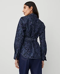 Ann Taylor Floral Flared Denim Shirt Size XS Colorway 1 Women's