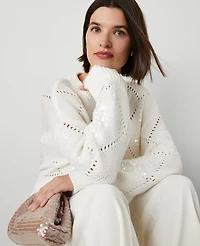 Ann Taylor Sequin Argyle Sweater Size 2XL Winter White Women's