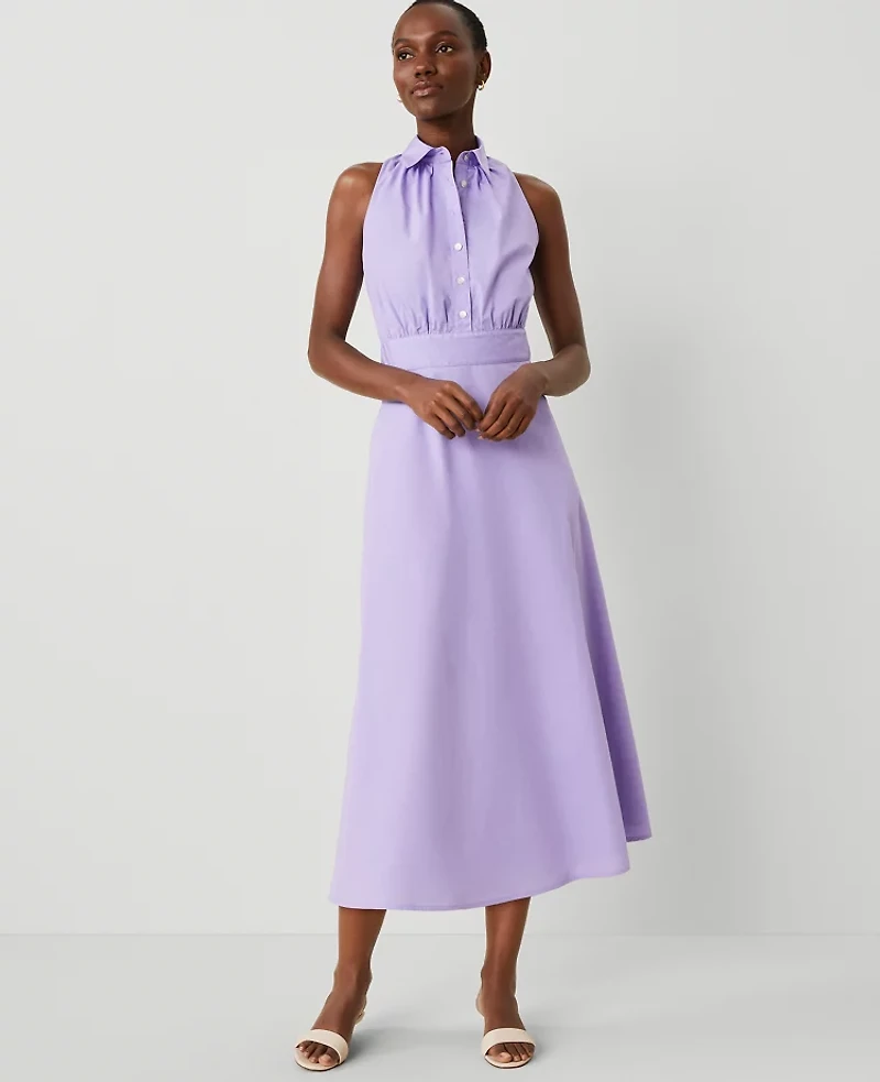 Ann Taylor Sleeveless Flare Shirtdress Size 6 Radiant Amethyst Women's