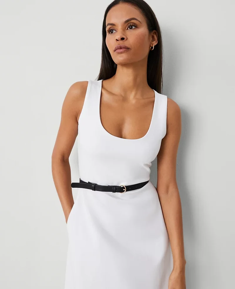 Ann Taylor Ponte Sleeveless Midi Dress White Women's