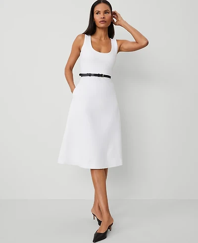 Ann Taylor Ponte Sleeveless Midi Dress White Women's