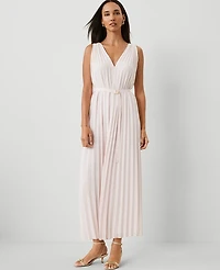 Ann Taylor Pleated Maxi Swing Dress Size Medium Pale Peony Women's