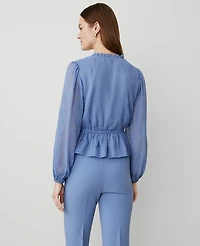Ann Taylor Clip Chiffon Ruffle Blouse Women's
