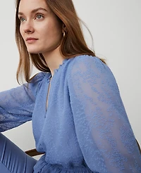 Ann Taylor Clip Chiffon Ruffle Blouse Women's
