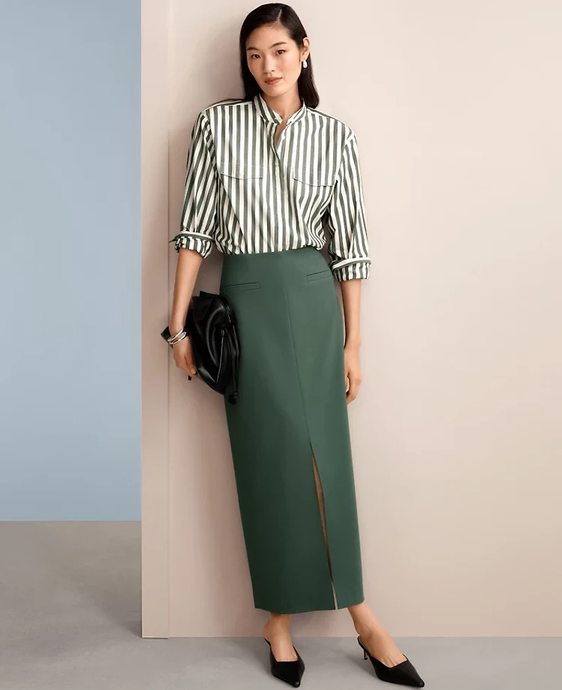 Ann Taylor Ponte Pocket Maxi Skirt Dried Cilantro Women's
