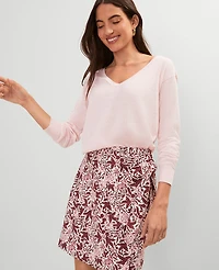 Ann Taylor Weekend Collection Linen Blend V-Neck Sweater Chalk Dust Pink Women's