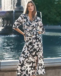 Ann Taylor Floral Satin Maxi Skirt Size 0 Black Women's