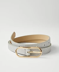 Ann Taylor Oval Glitter Belt Size XL Silvertone Women's