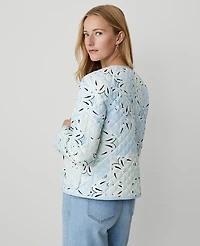 Ann Taylor Weekend Collection Paisley Quilted Jacket Pristine Blue Women's