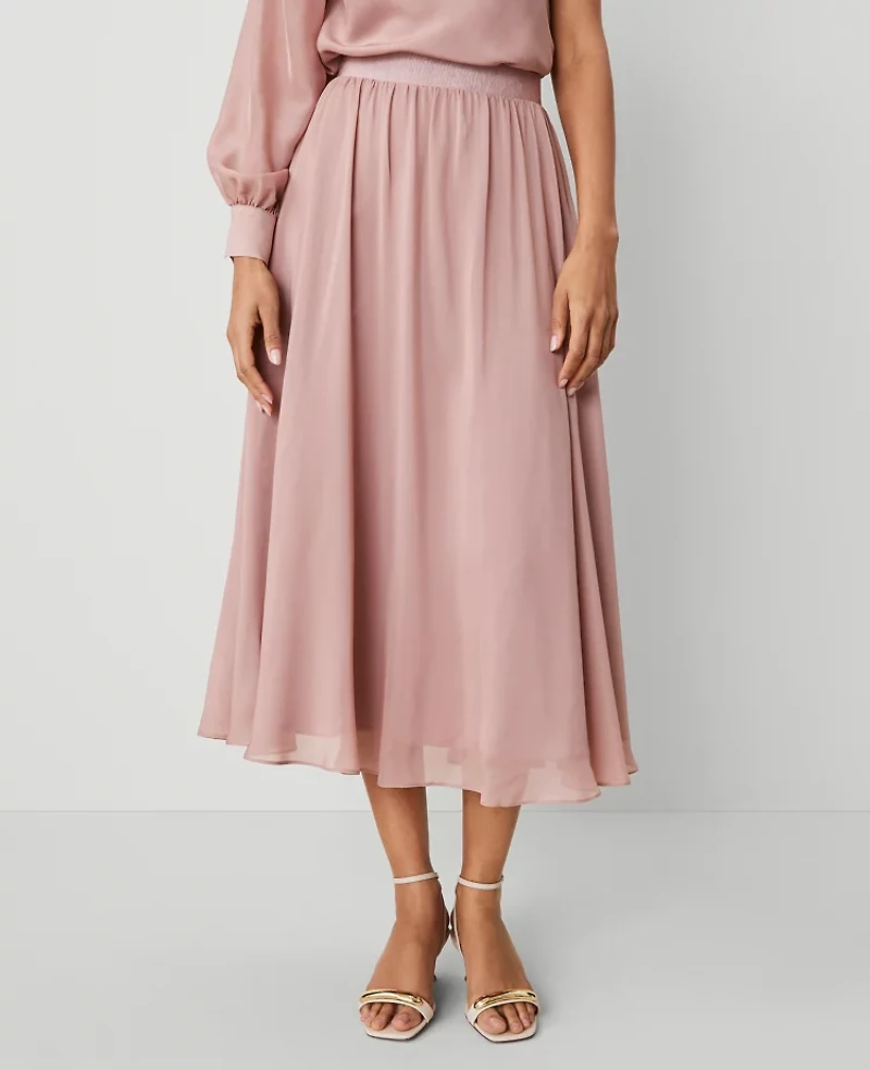 Ann Taylor Studio Collection Silk Ballerina Skirt Size 10 Natural Rose Women's