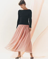 Ann Taylor Studio Collection Silk Ballerina Skirt Size 10 Natural Rose Women's