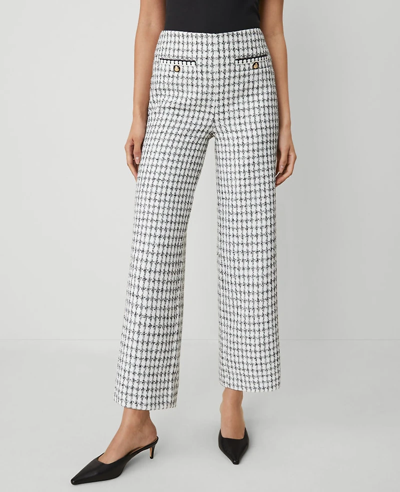 Ann Taylor The Wide-Leg Ankle Pant in Tweed Size 8 White/Black Multi Women's