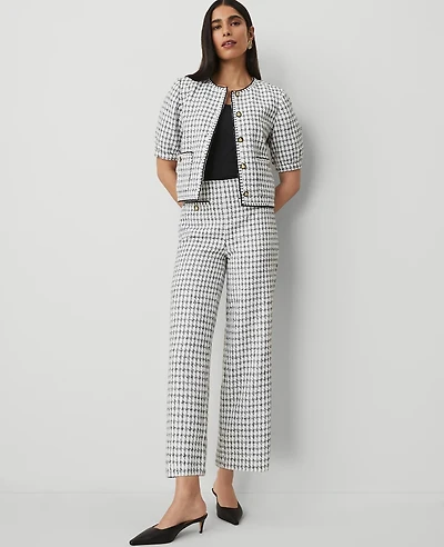 Ann Taylor The Wide-Leg Ankle Pant in Tweed Size 8 White/Black Multi Women's