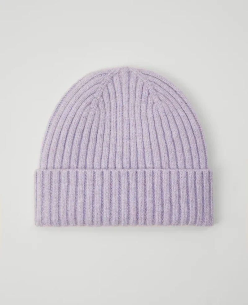 Ann Taylor Ribbed Beanie Purple Lilac Women's