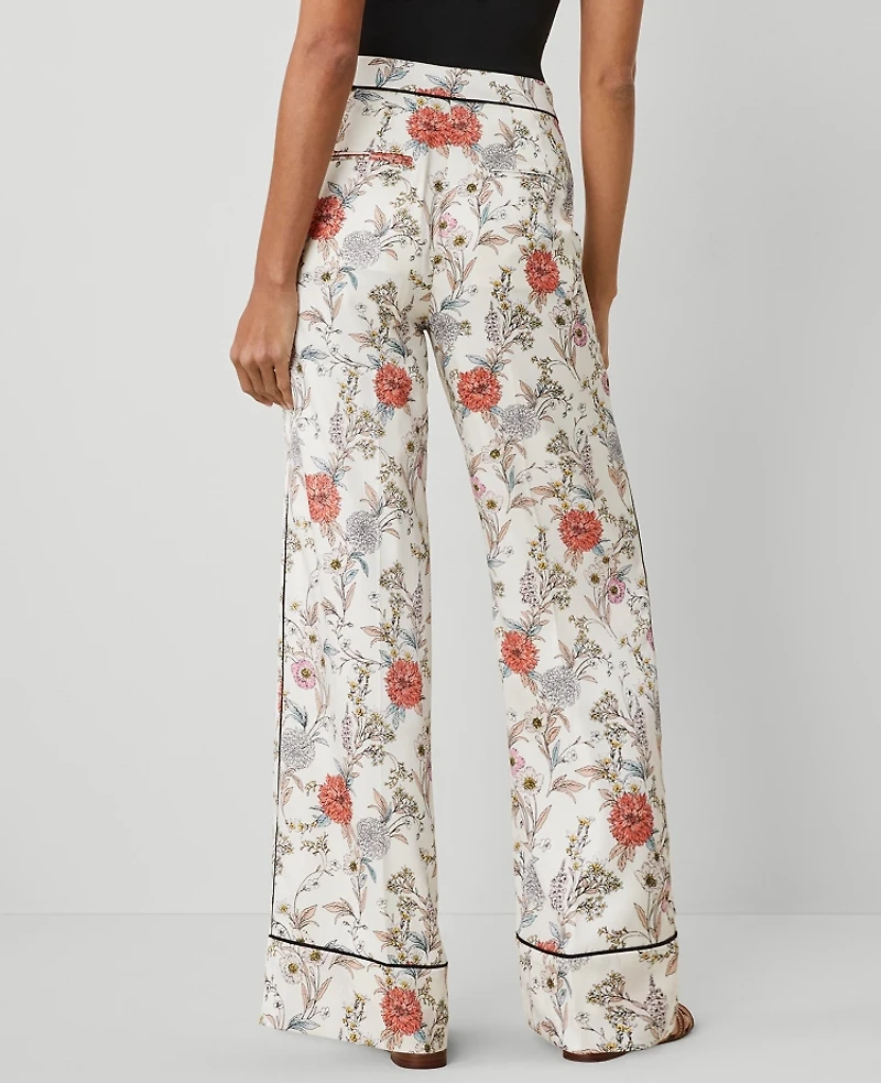 Ann Taylor The Trouser Pant in Floral Size 6 Winter White Women's