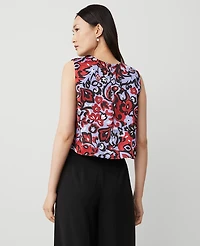 Ann Taylor Petite Paisley Tank Top Size XS Iconic Red Women's