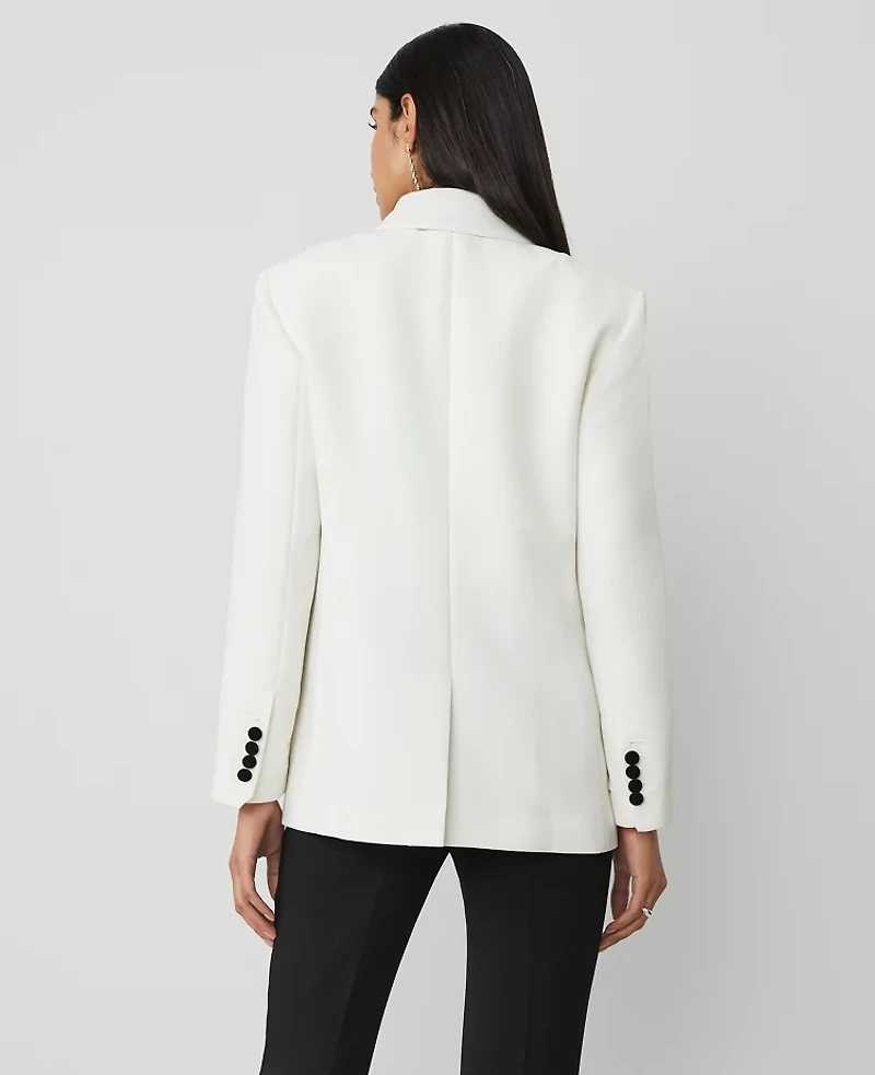 Ann Taylor Petite Tuxedo Double-Breasted Blazer Size 0 Winter White Women's