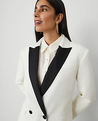 Ann Taylor Petite Tuxedo Double-Breasted Blazer Size 0 Winter White Women's