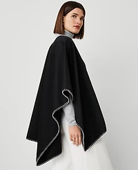 Ann Taylor Whipstitch Open Poncho Black Women's
