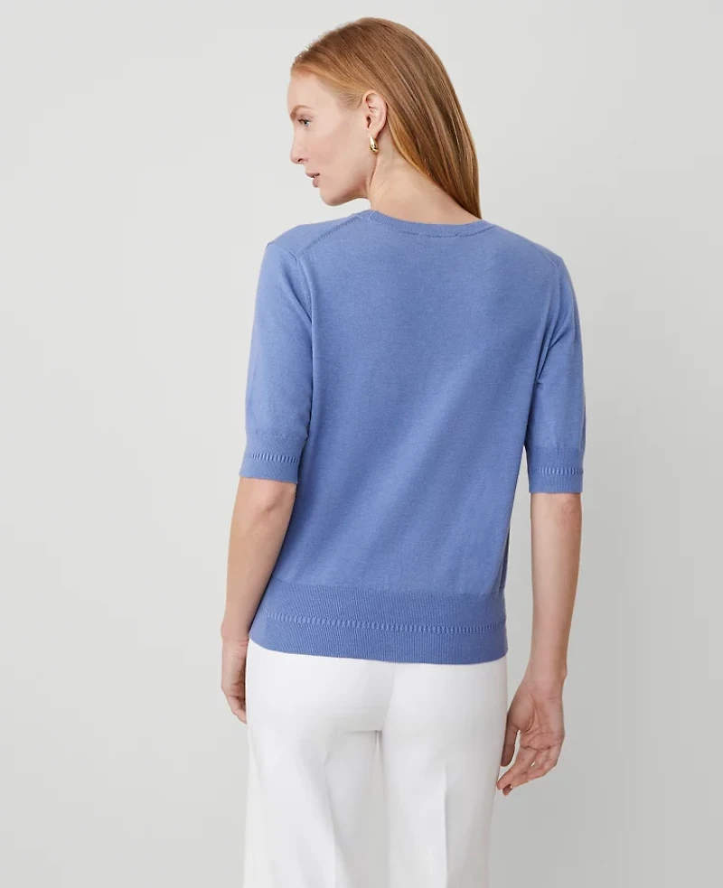 Ann Taylor Wedge Sweater T-Shirt Size XS Colony Blue Women's