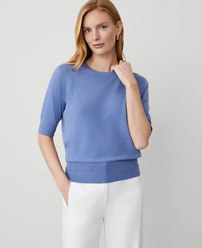Ann Taylor Wedge Sweater T-Shirt Size XS Colony Blue Women's