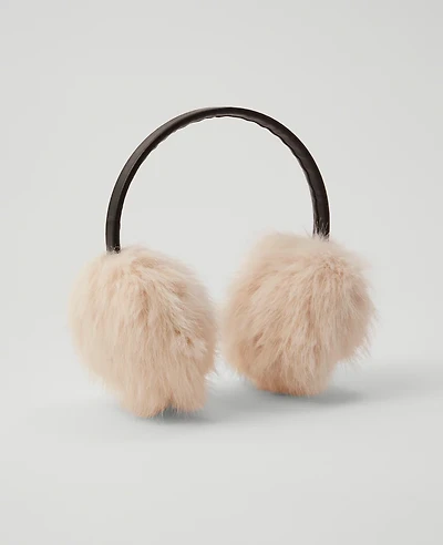 Ann Taylor Fuzzy Earmuffs Pale Sandstone Women's