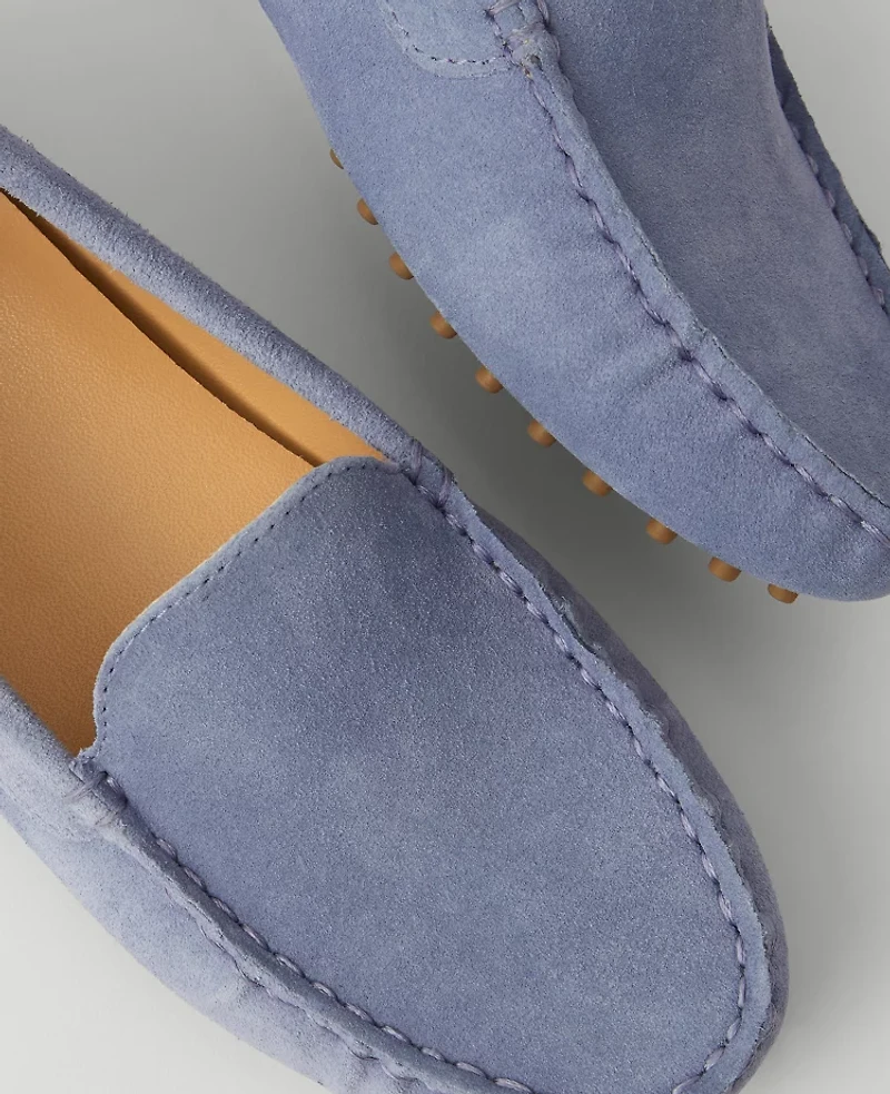 Ann Taylor Weekend Collection Suede Driving Moccasins Dusty Blue Women's