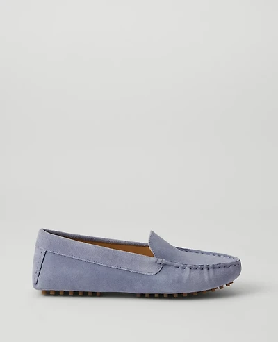 Ann Taylor Weekend Collection Suede Driving Moccasins Dusty Blue Women's
