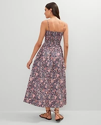 Ann Taylor Weekend Collection Floral Flare Dress Size 10 Navy Pebble Women's