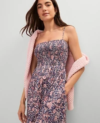Ann Taylor Weekend Collection Floral Flare Dress Size 10 Navy Pebble Women's