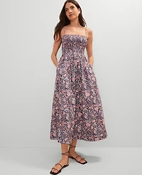 Ann Taylor Weekend Collection Floral Flare Dress Size 10 Navy Pebble Women's