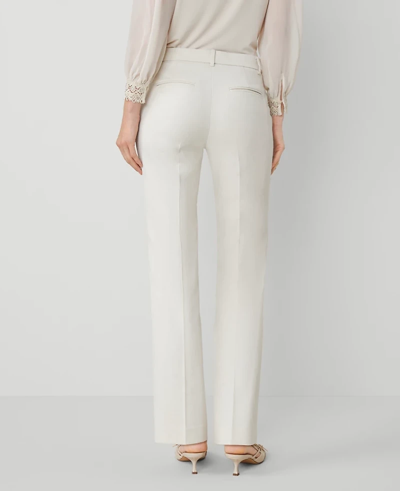 Ann Taylor The Petite Sophia Straight Pant in Flannel — Curvy Fit Size 12 Oatmeal Melange Women's