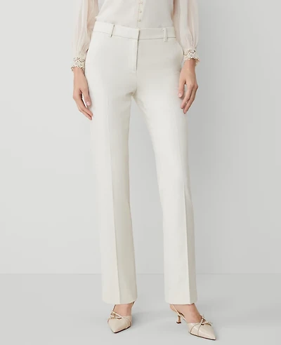 Ann Taylor The Petite Sophia Straight Pant in Flannel — Curvy Fit Size 12 Oatmeal Melange Women's