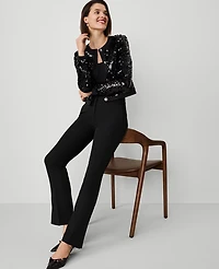 Ann Taylor Petite Sequin Crew-Neck Jacket Size 4 Black Women's