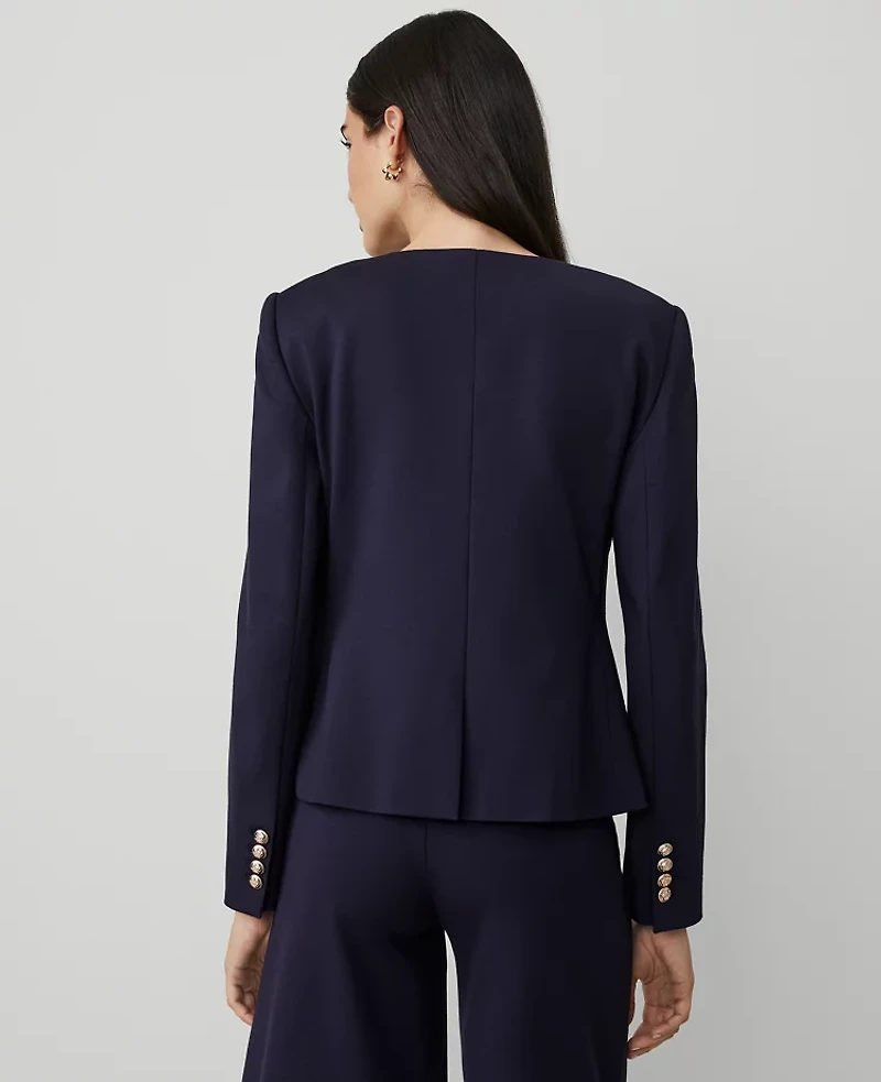 Ann Taylor Petite Ponte Crew Neck Jacket Women's
