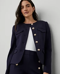 Ann Taylor Petite Ponte Crew Neck Jacket Women's