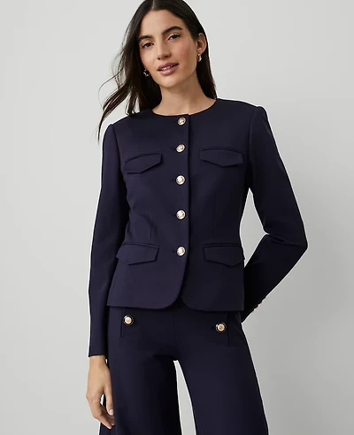 Ann Taylor Petite Ponte Crew Neck Jacket Women's