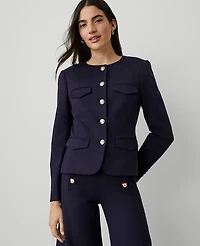 Ann Taylor Petite Ponte Crew Neck Jacket Women's