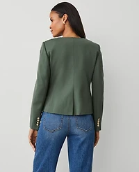 Ann Taylor Petite Ponte Crew Neck Jacket Dried Cilantro Women's