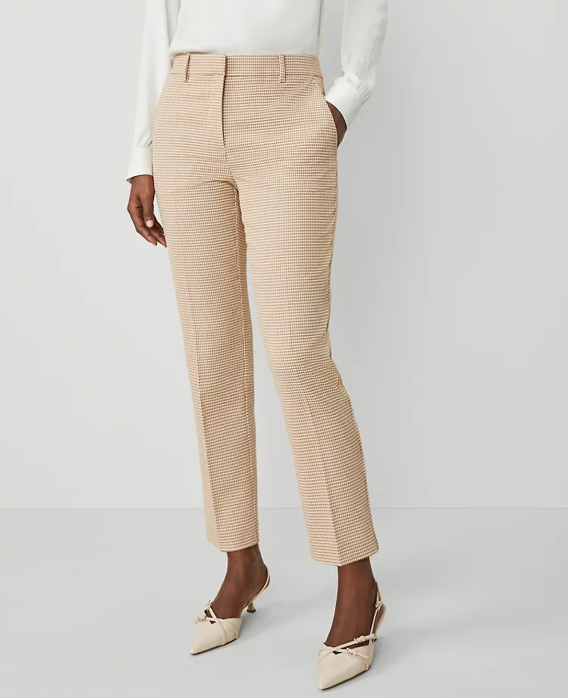 Ann Taylor The Petite Eva Ankle Pant in Houndstooth Size 12 Neutral Combo Women's