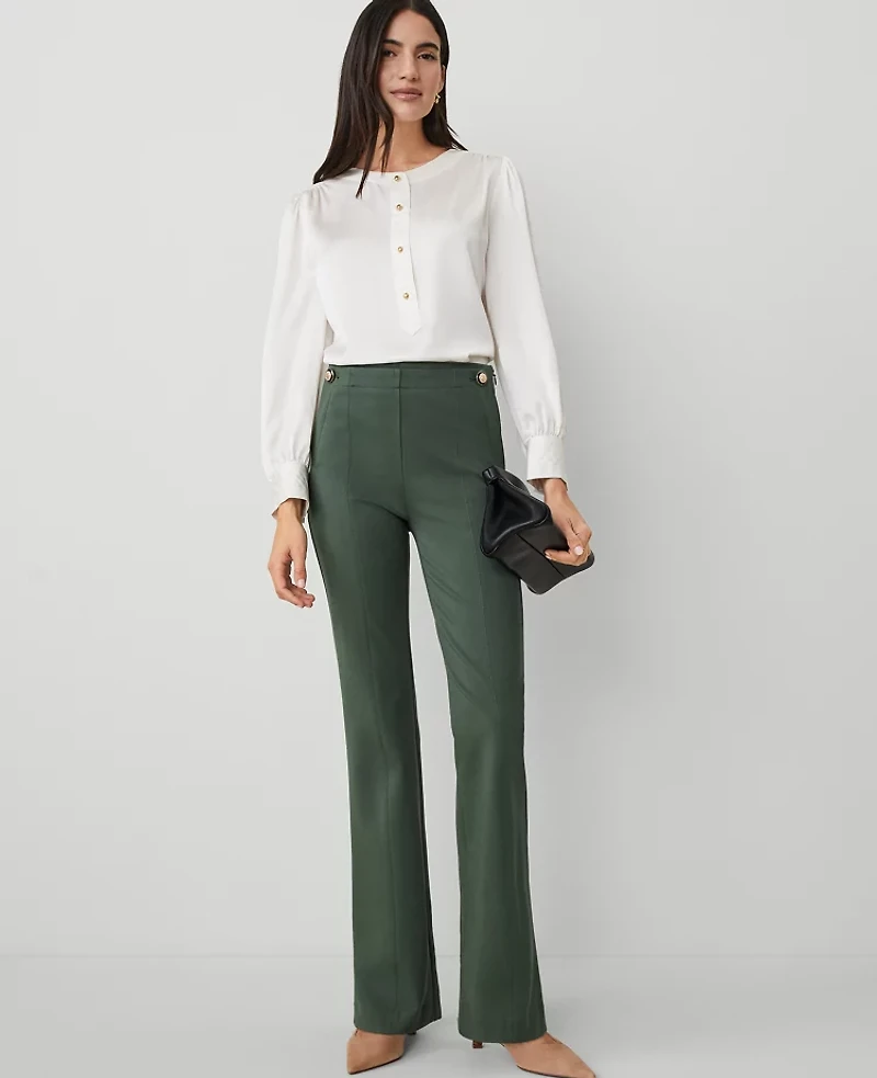 Ann Taylor The Petite Skinny Flare Trouser Pant in Ponte Size 6 Dried Cilantro Women's