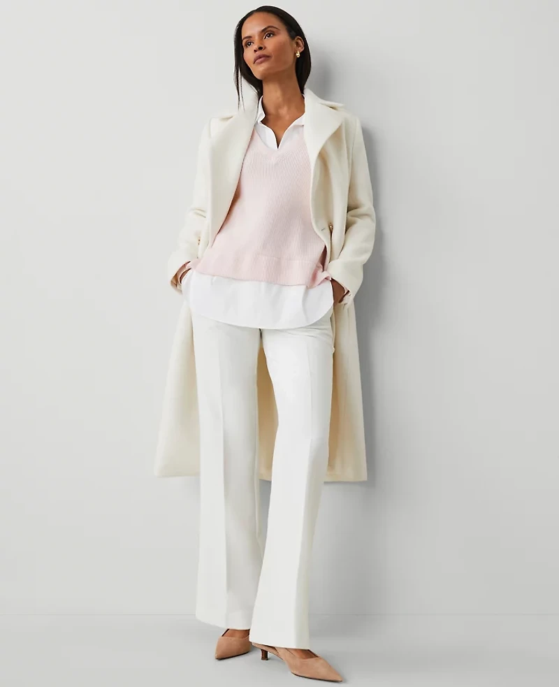 Ann Taylor Layered Mixed-Media Sweater Size Medium Pink Ribbon Women's